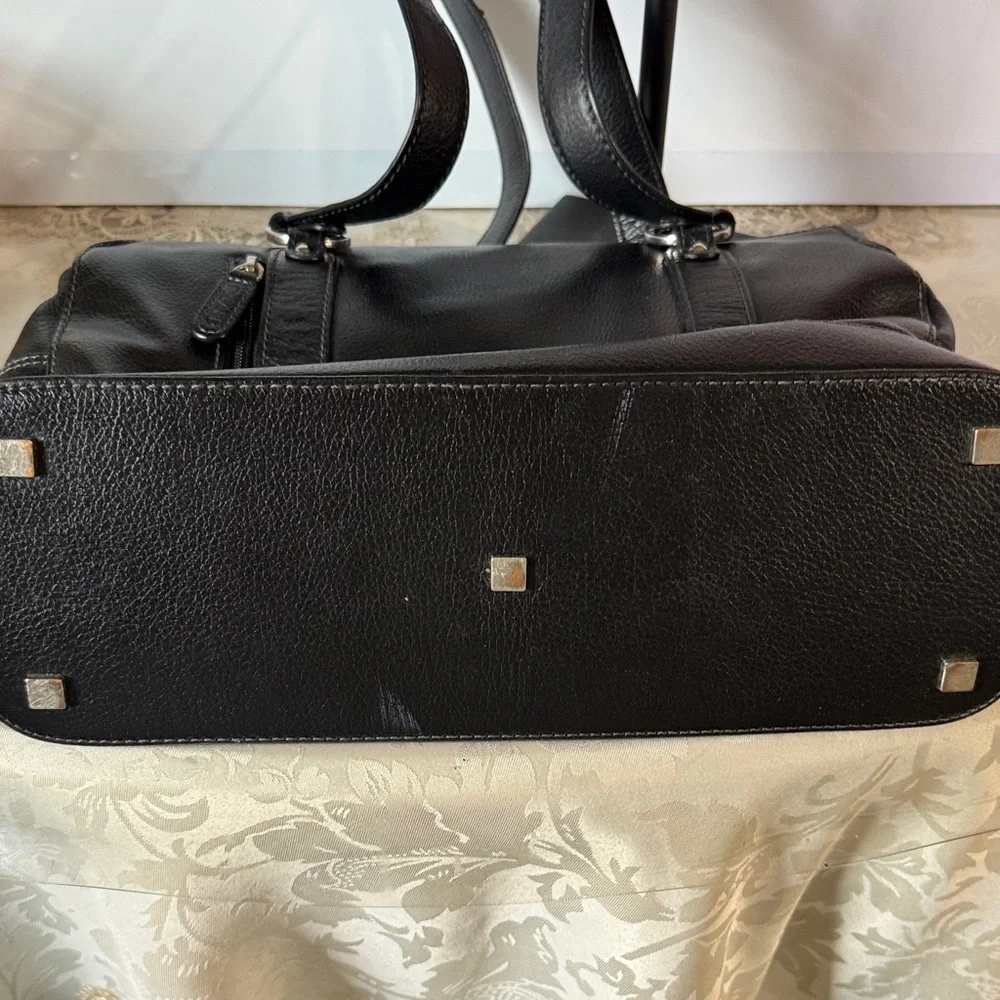 Chic Picard 3 Section Black Leather Bag